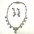Phyllis vintage sterling silver clear rhinestones necklace earrings set