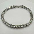 Swarovski clear princess cut Austrian crystals rhodium plated tennis bracelet