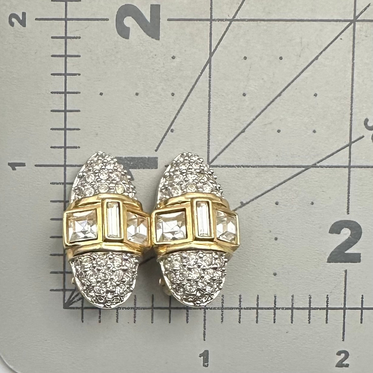 Swarovski Swan vintage 1990s 14kt gold plated Austrian crystals clip on earrings