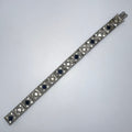 Diamond Finish antique Art Deco pot metal clear blue rhinestones bracelet
