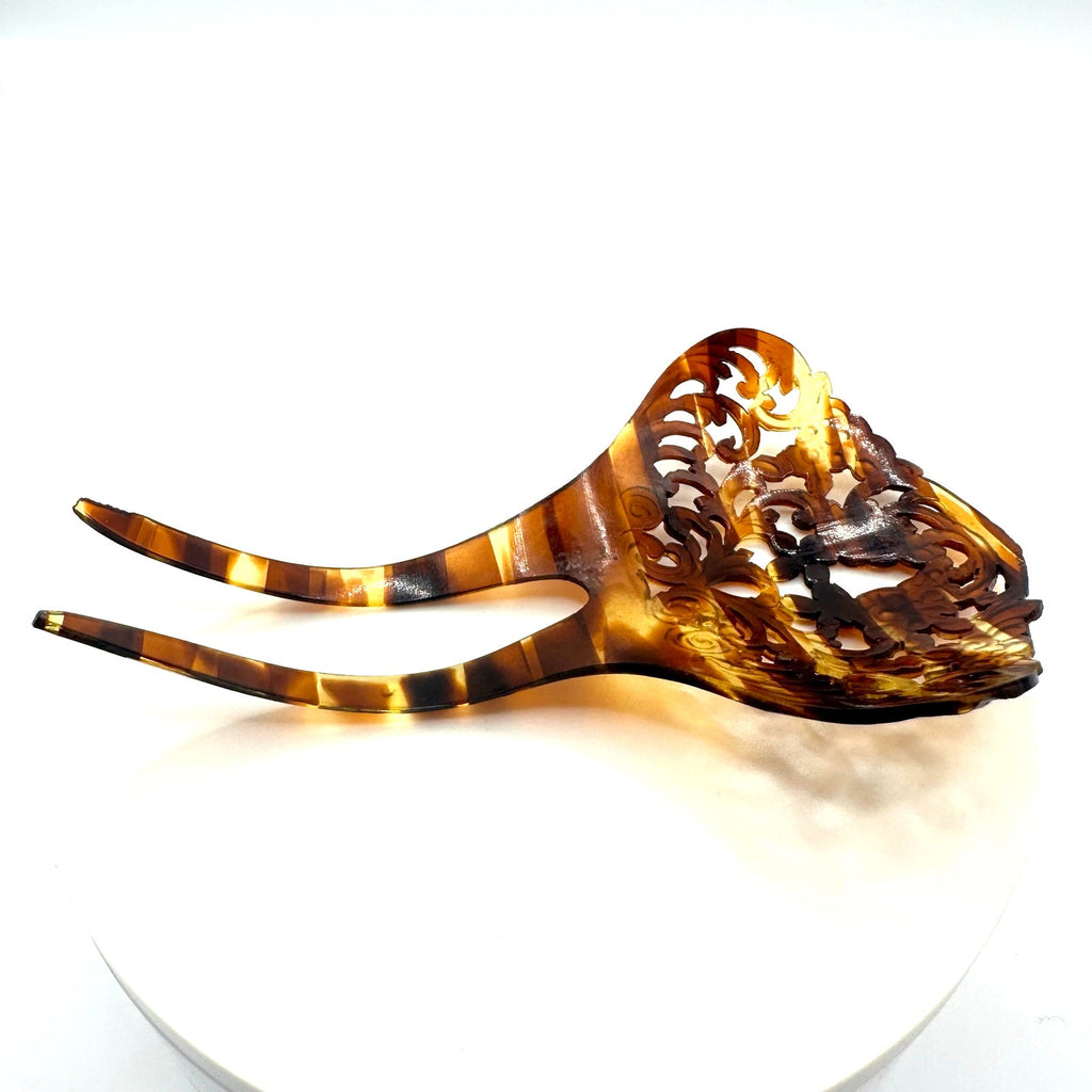 Antique celluloid faux tortoiseshell tortoise shell hair comb ornament