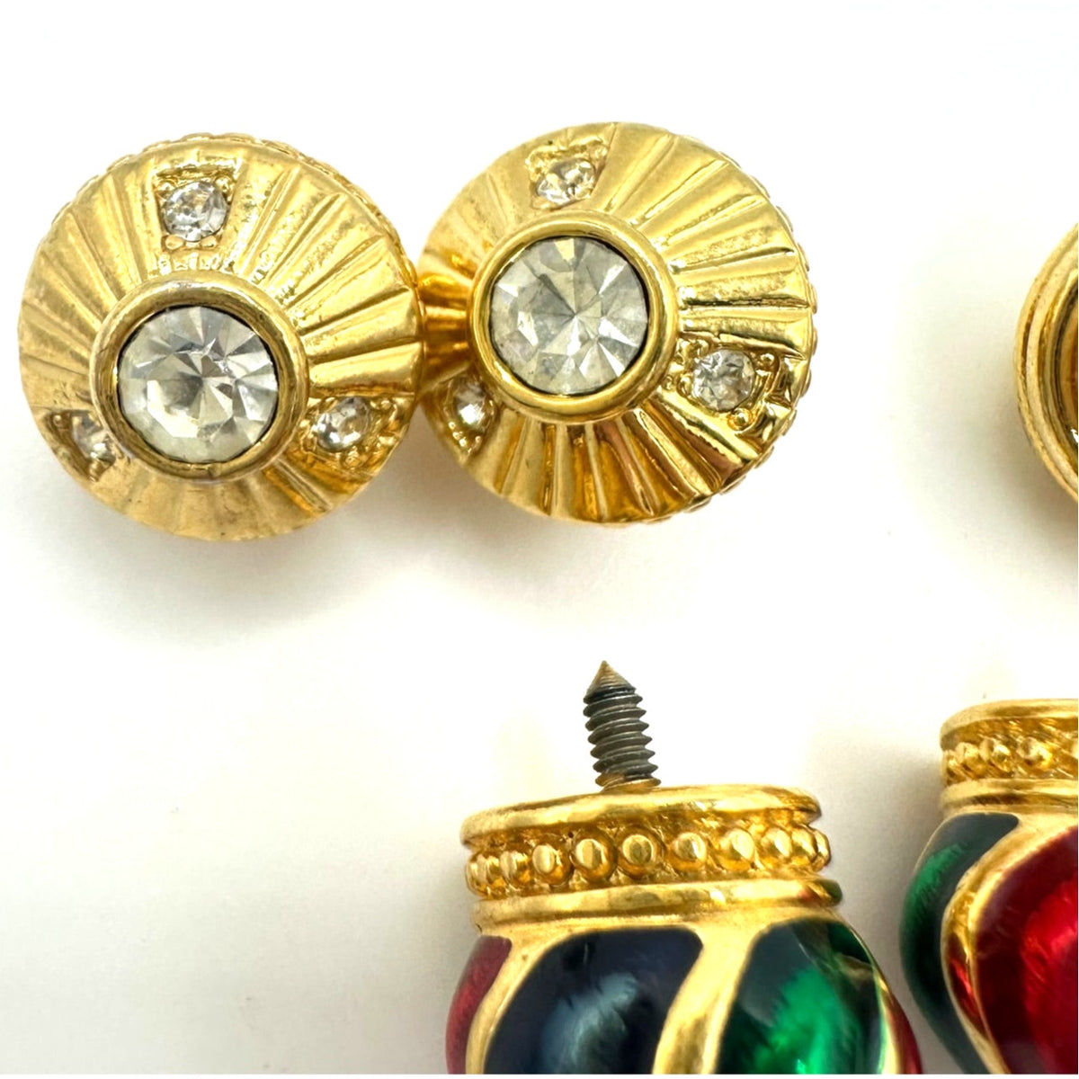 Bundle jewelry lot 3 pairs vintage gold tone clothing button screws pins tacks