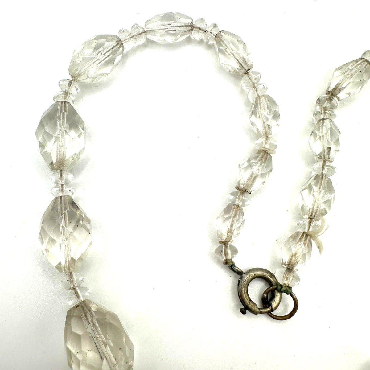 Antique Art Deco clear graduated Czech glass beaded 18.25” necklace