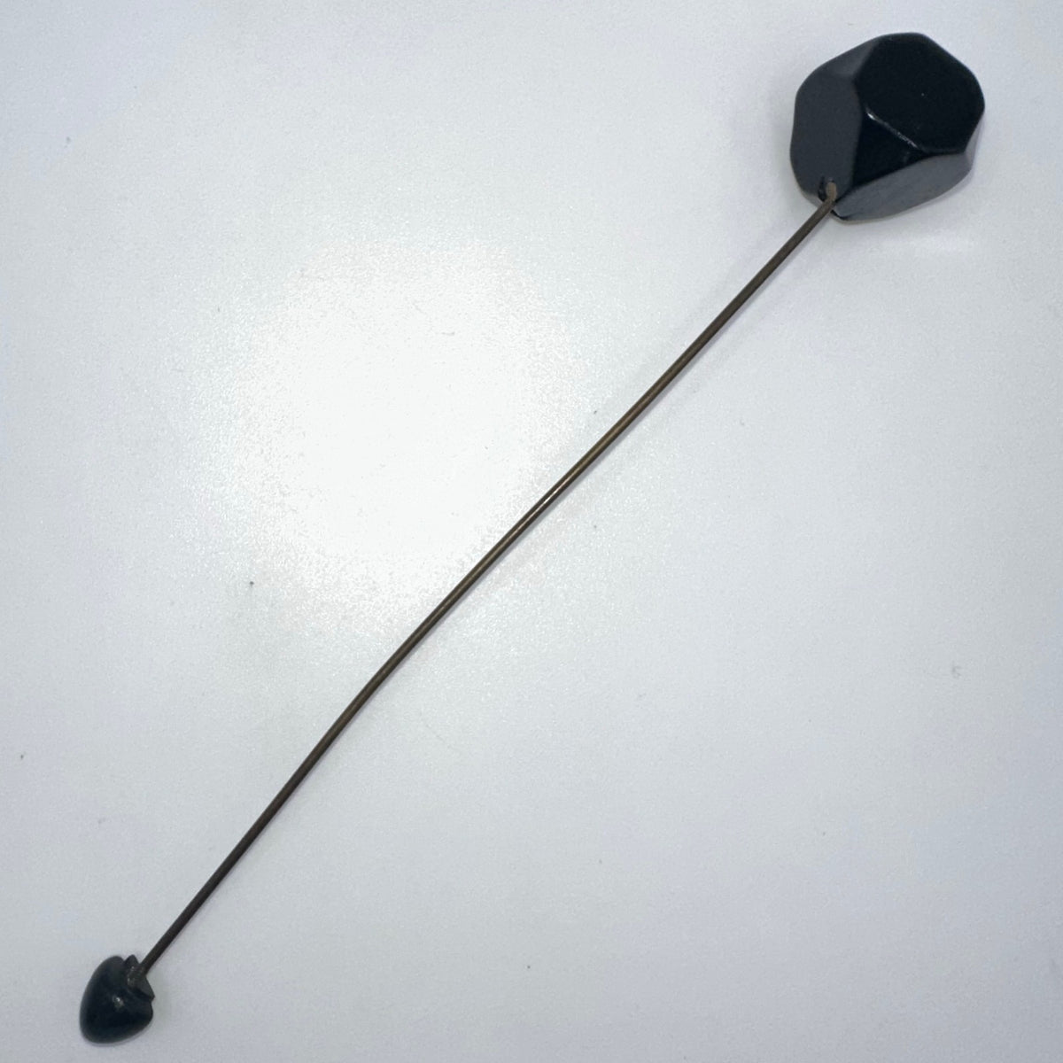 Antique Art Deco 1930s black carved Bakelite brass jabot hat stick pin brooch