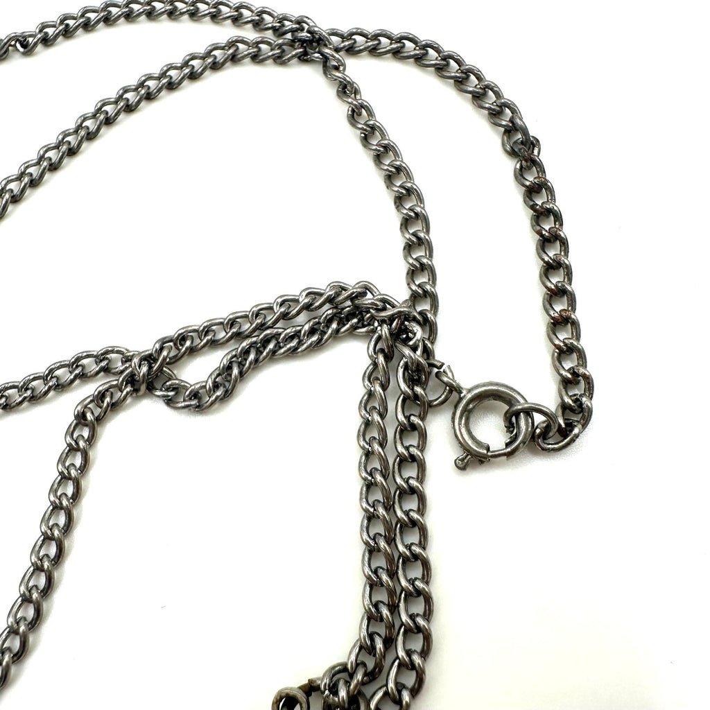 Vintage silver tone real 1966 Kennedy half dollar coin pendant 24" necklace