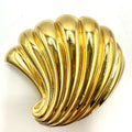 Ciner signed vintage gold tone scalloped abstract shell fan 3D brooch