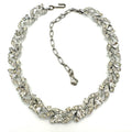 Star signed vintage 1950s silver tone clear glass rhinestones necklace