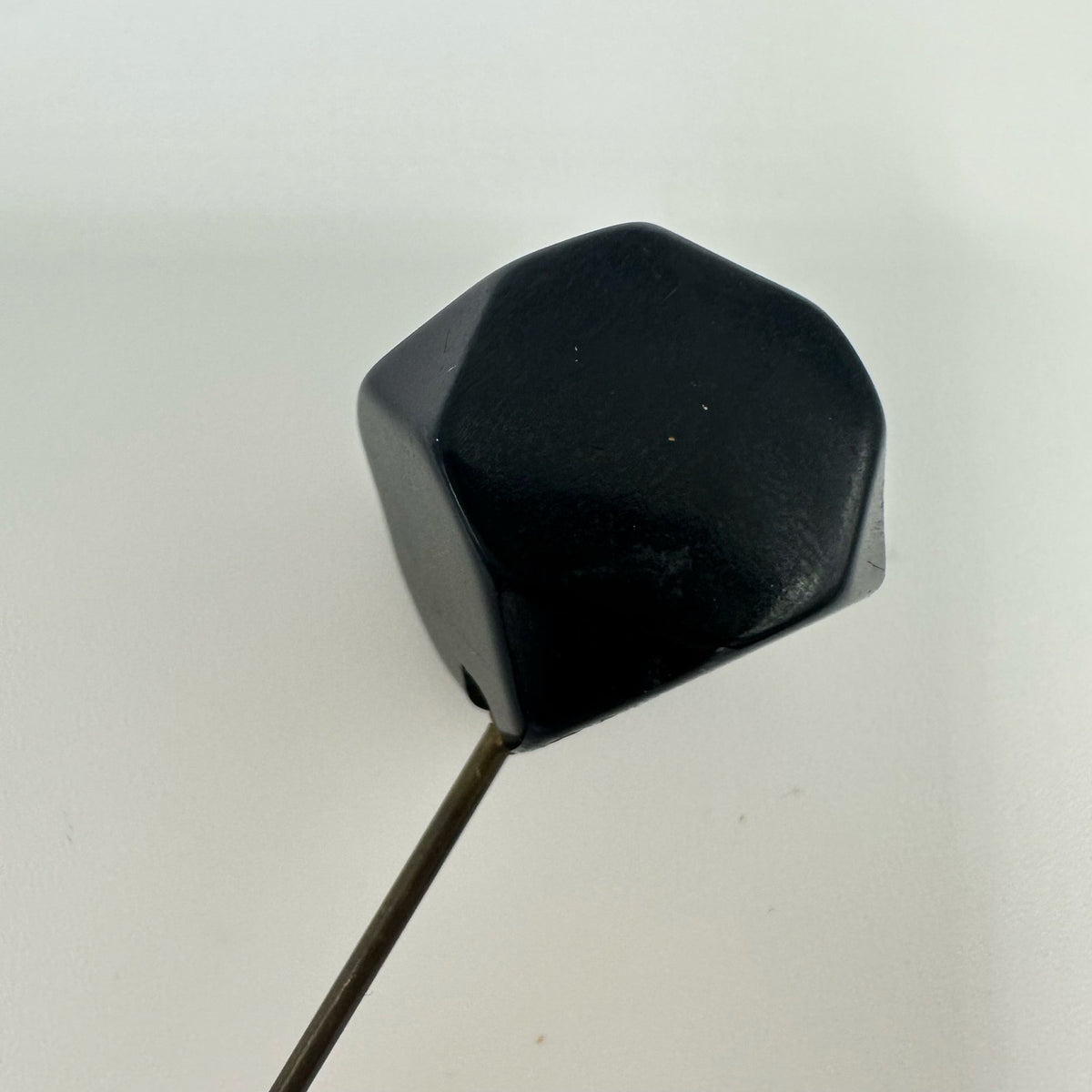 Antique Art Deco 1930s black carved Bakelite brass jabot hat stick pin brooch