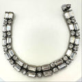 1950s vintage silver tone 2 row clear faceted glass rhinestones tennis bracelet