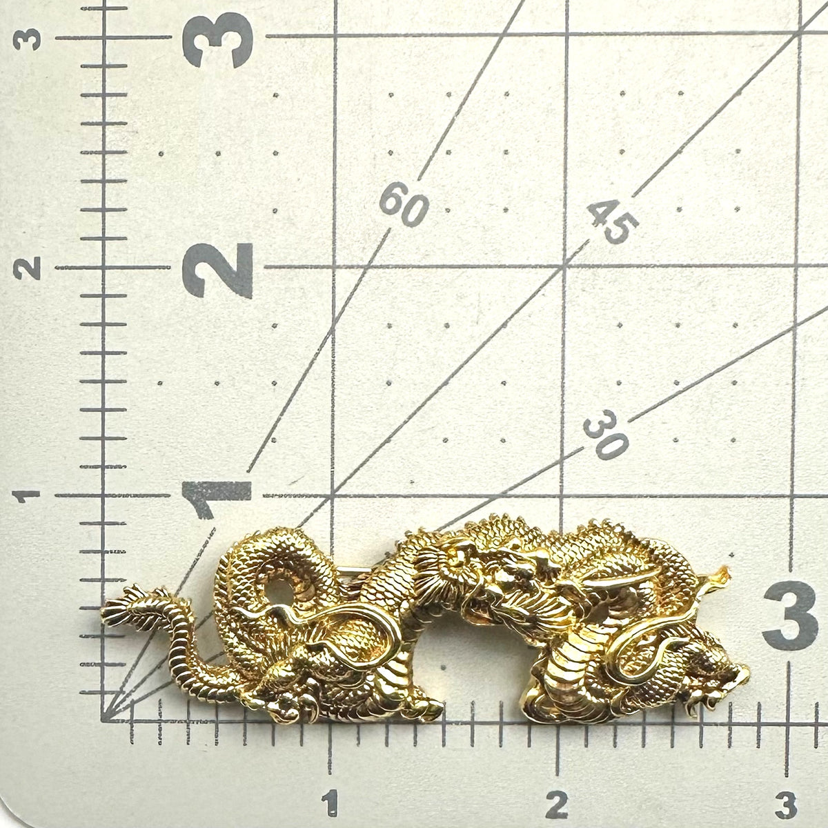 Unsigned Alva Museum replica vintage gold plated Japanese Menuki dragon brooch