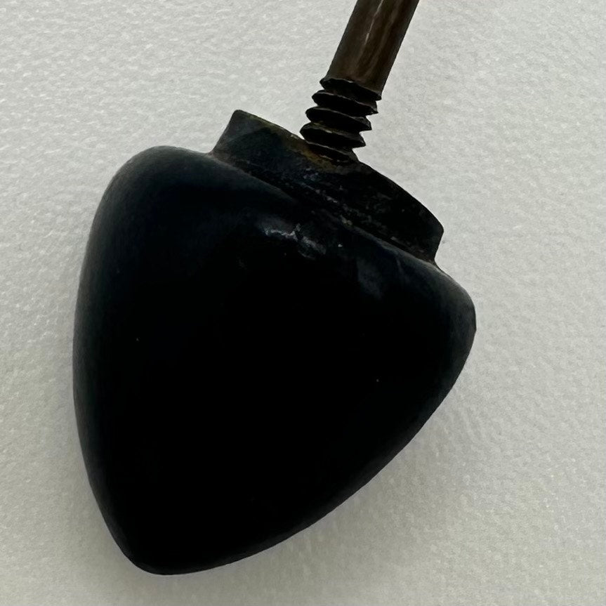 Antique Art Deco 1930s black carved Bakelite brass jabot hat stick pin brooch