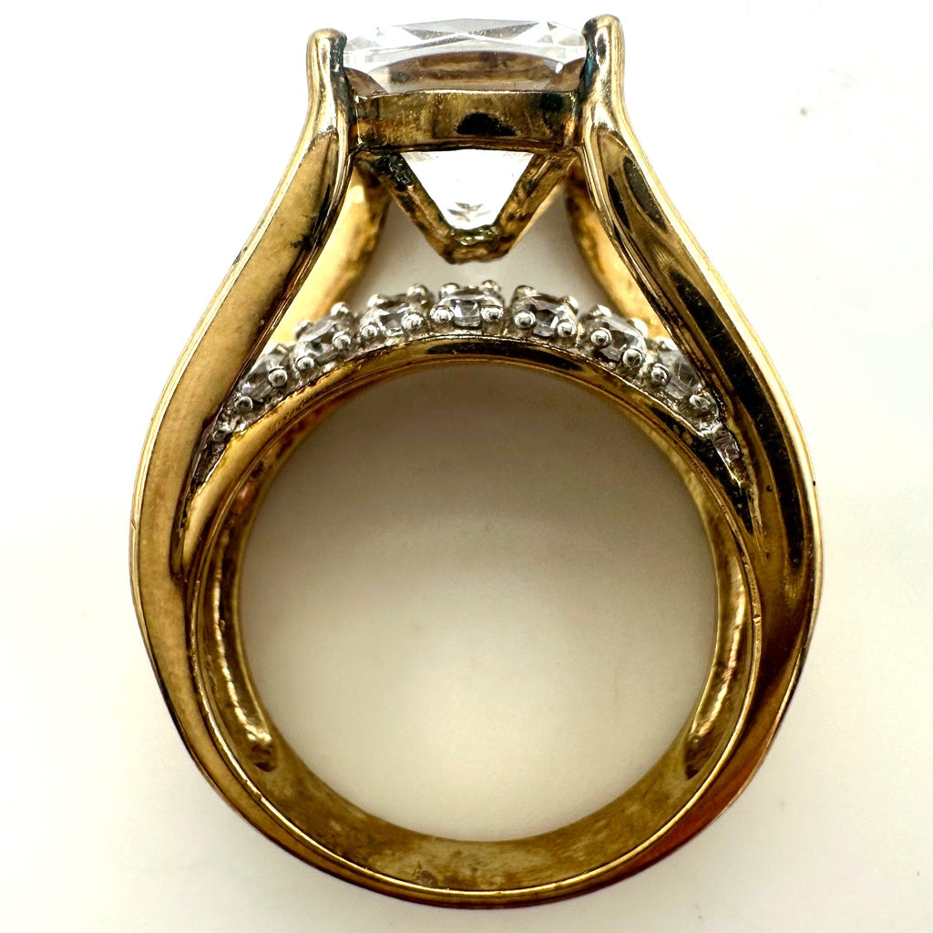 Key Star 925 sterling silver gold vermeil cubic zirconia cocktail ring size 7.5
