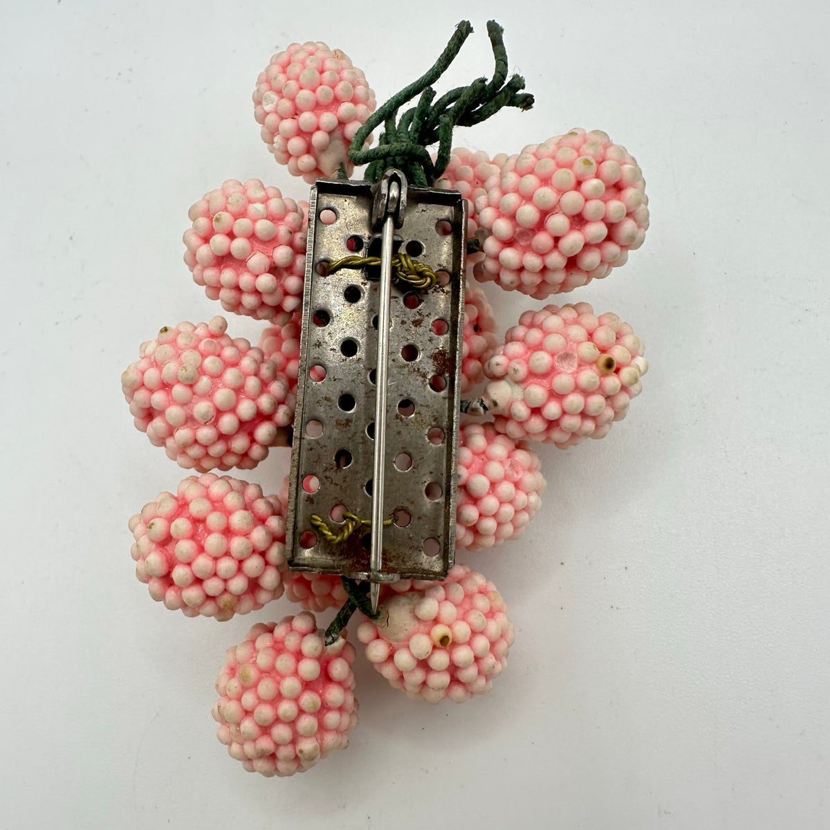 Miriam Haskell antique 1930s pink celluloid clusters beads beaded brooch