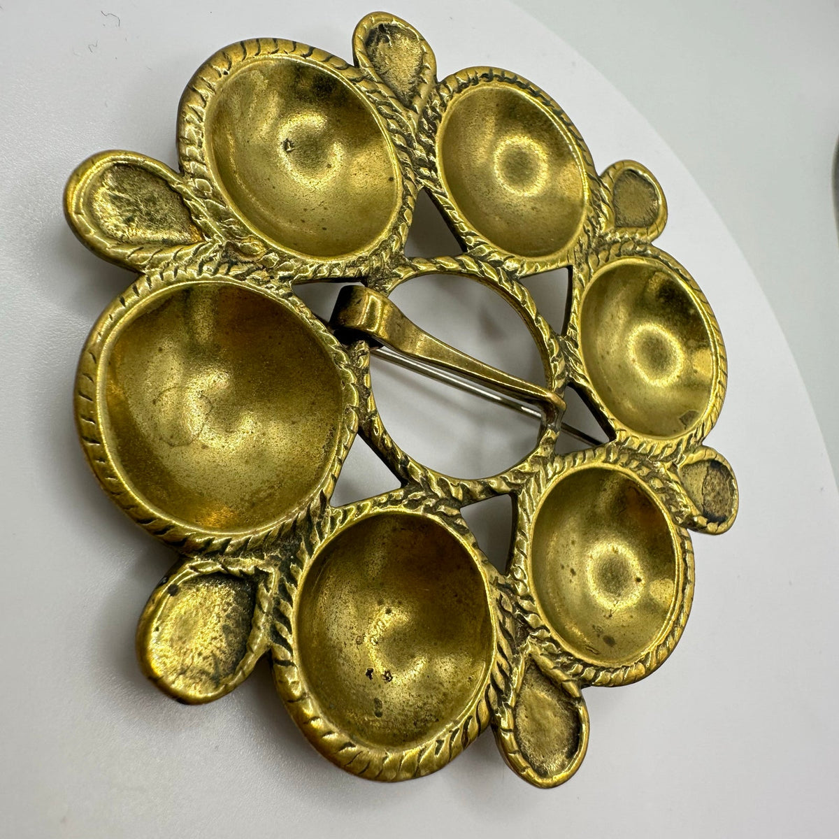 David Andersen Norwegian vintage gold tone brass jumbo modernist brooch pin