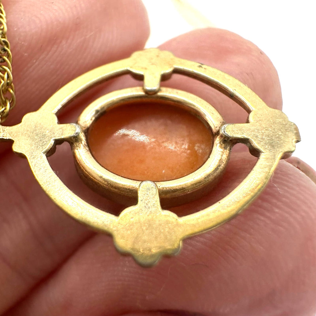 Vintage genuine carved shell left facing cameo 12kt gold filled 18” necklace