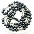 Silver semiprecious hematite clear glass 8mm beads beaded hand knotted necklace