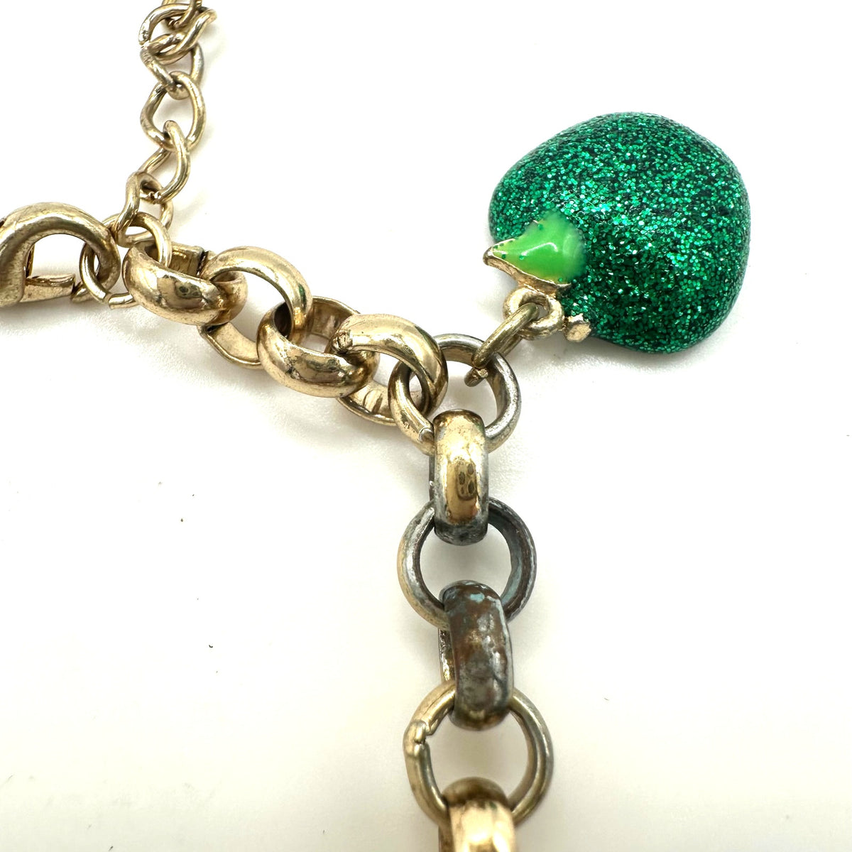 Claire's vintage gold tone multicolor enamel apple charms chain link bracelet