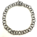 Vintage 925 sterling silver double link chain starter charm bracelet 7.25"