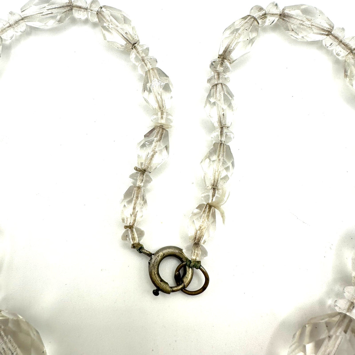 Antique Art Deco clear graduated Czech glass beaded 18.25” necklace