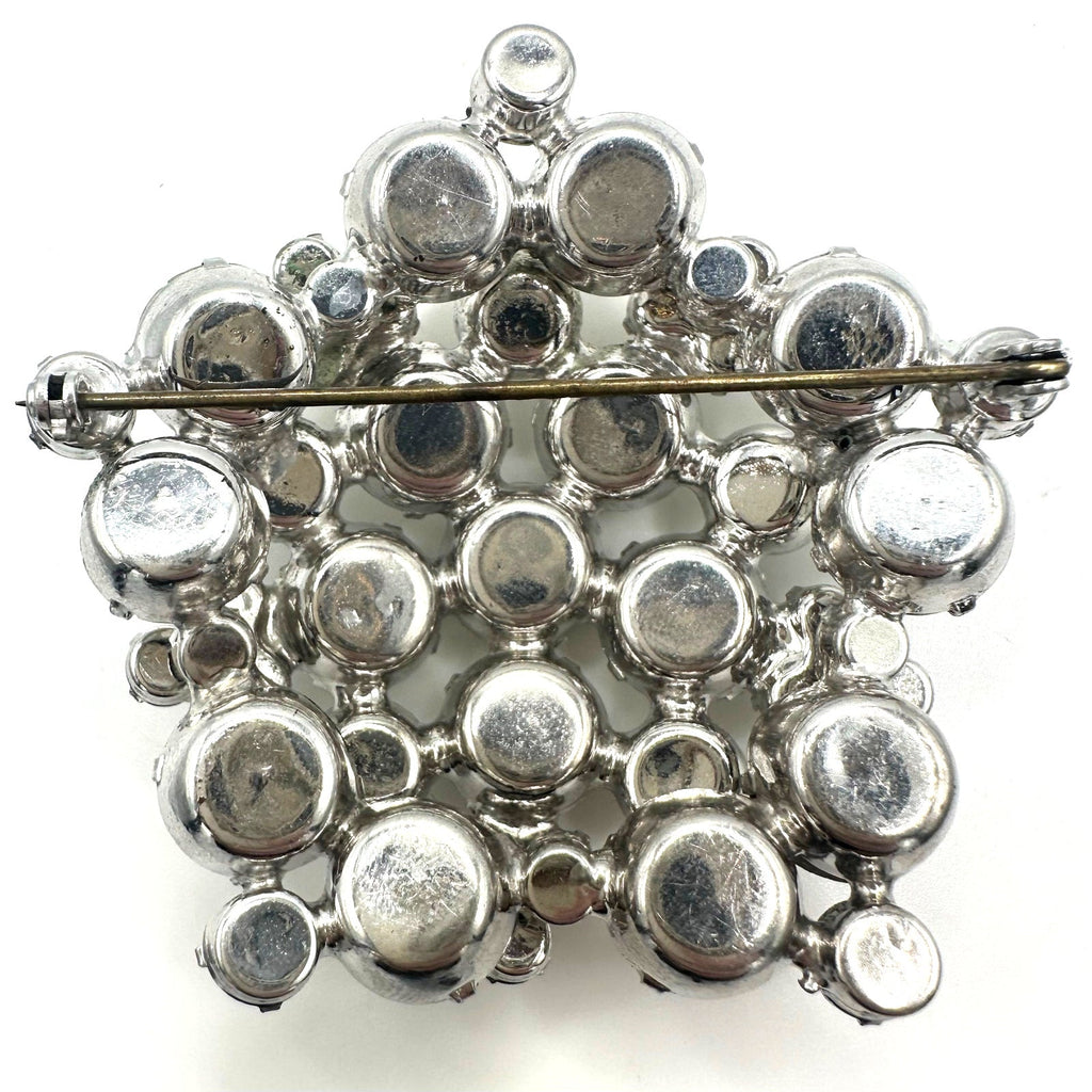 Juliana 1960s vintage silver tone clear glass rhinestones large brooch