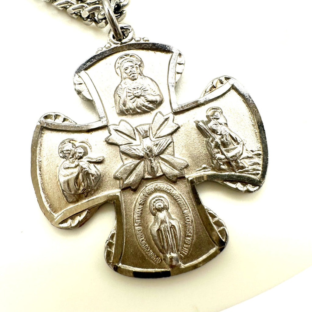 Chapel 1940s vintage sterling filled Catholic military medal pendant necklace