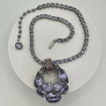 Vintage high end silver tone purple blue alexandrite rhinestones necklace