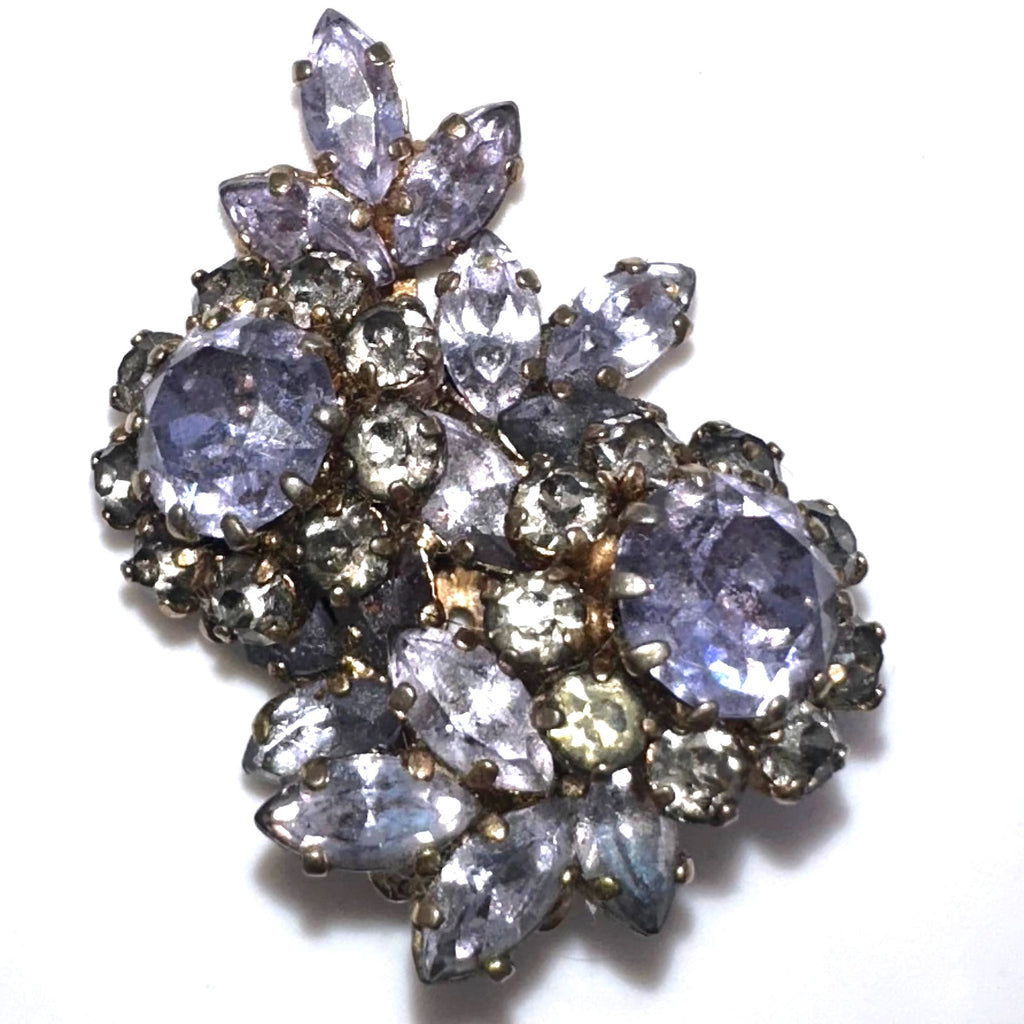 Schoffel Austria SINGLE earring vintage purple blue alexandrite rhinestones