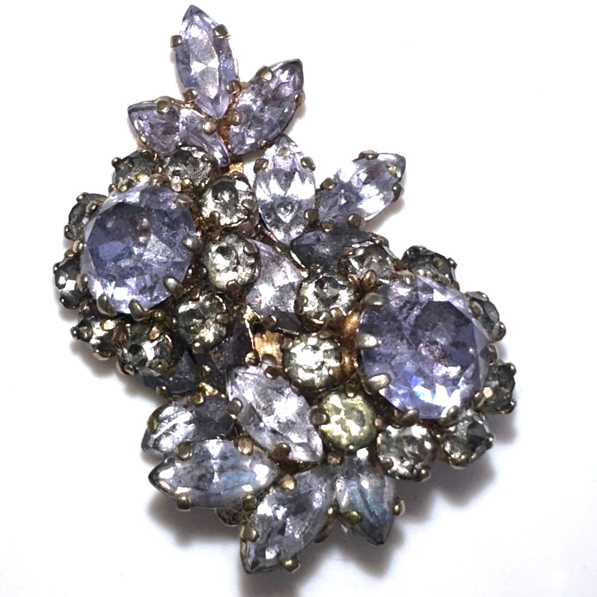 Schoffel Austria SINGLE earring vintage purple blue alexandrite rhinestones