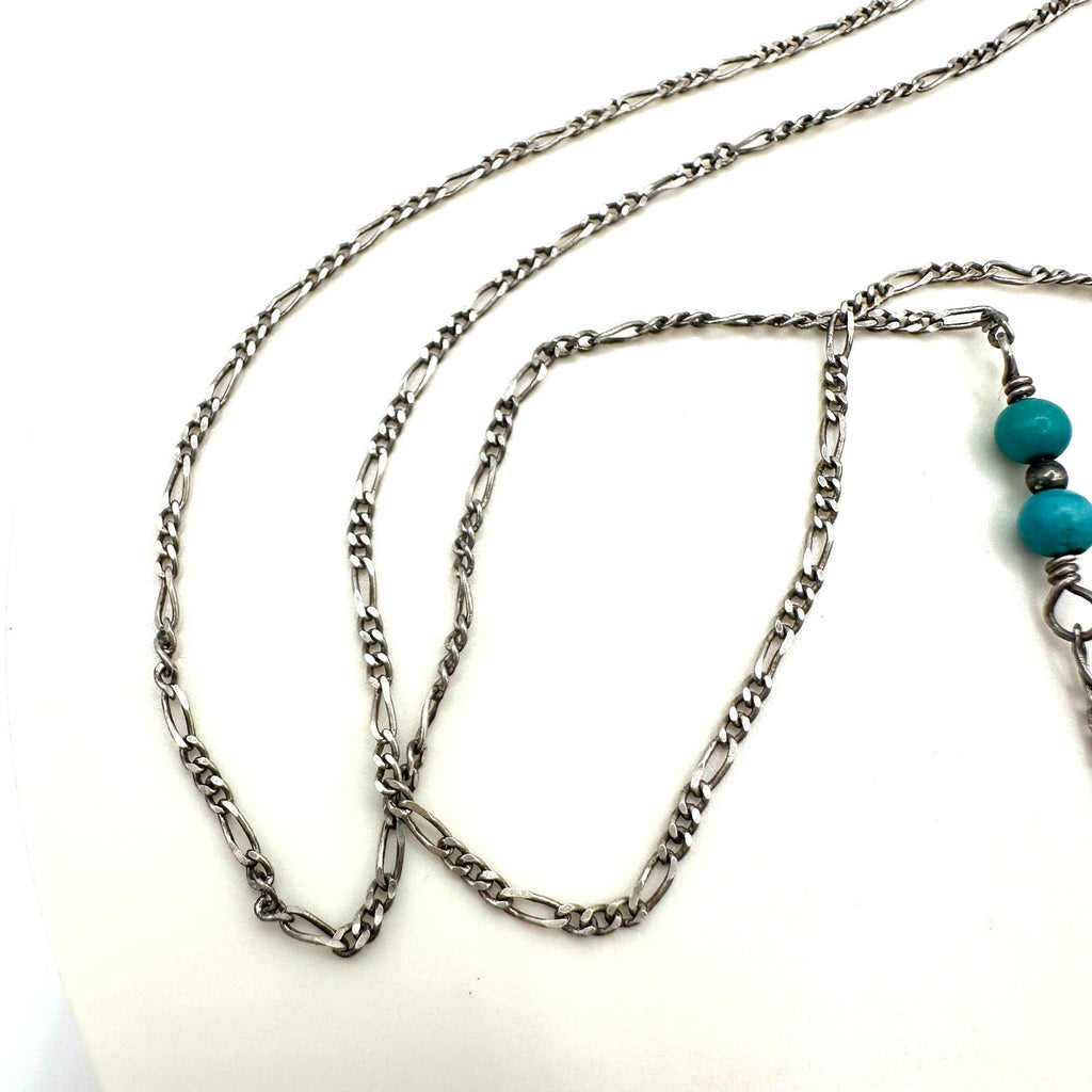 Vintage 925 sterling silver genuine turquoise beaded y-drop chain necklace