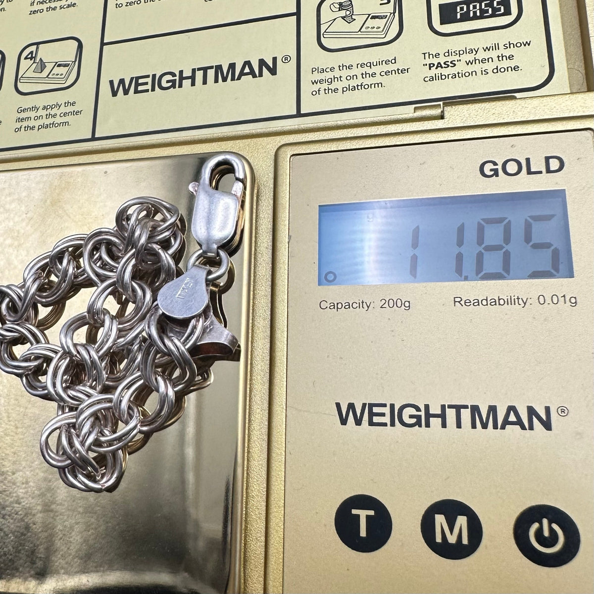 925 sterling silver double curb link chain starter charm unisex bracelet 7.88"