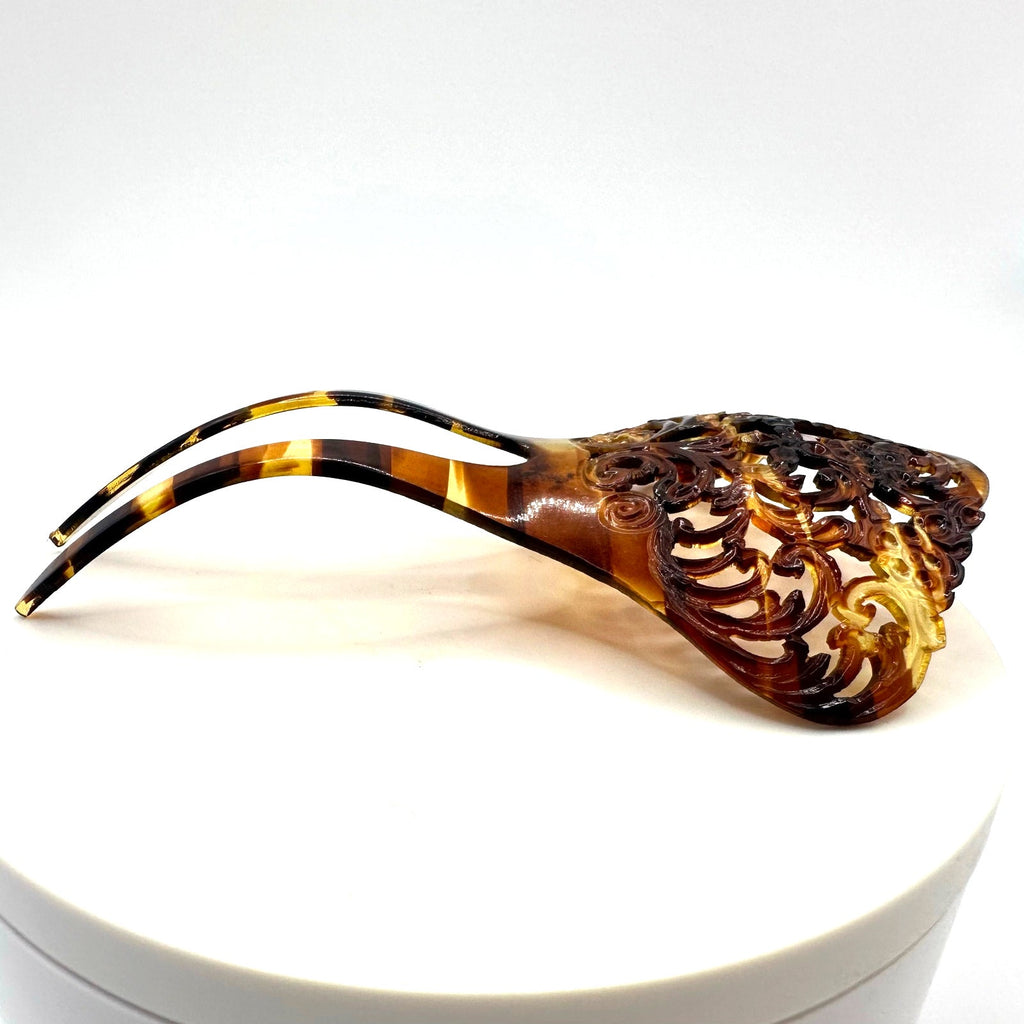 Antique celluloid faux tortoiseshell tortoise shell hair comb ornament