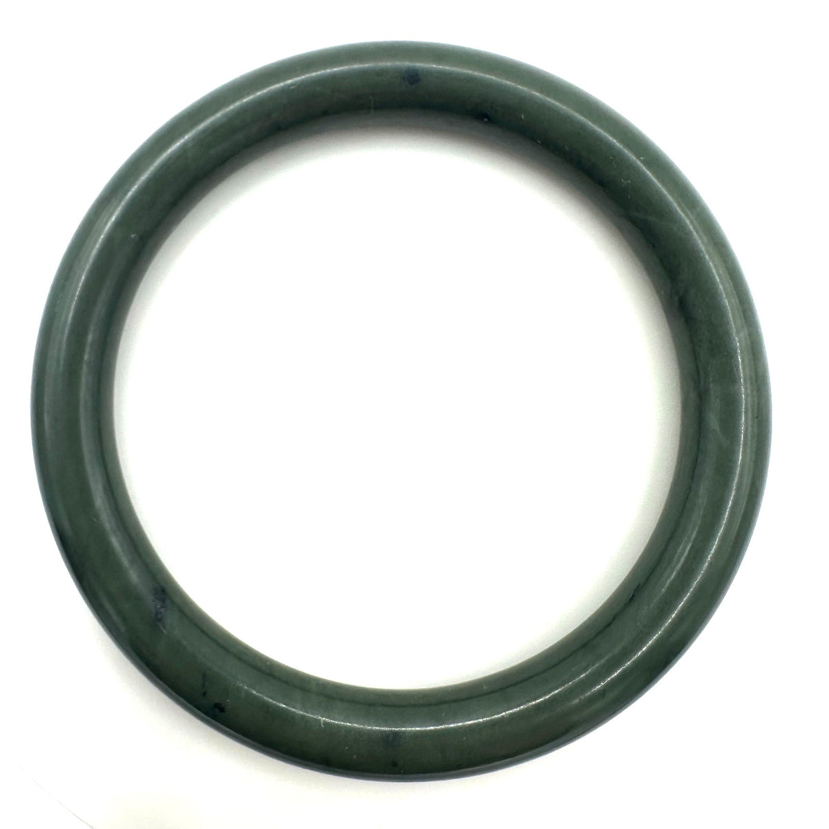 Vintage Chinese dark green genuine nephrite jade bangle bracelet 7.85" 40g
