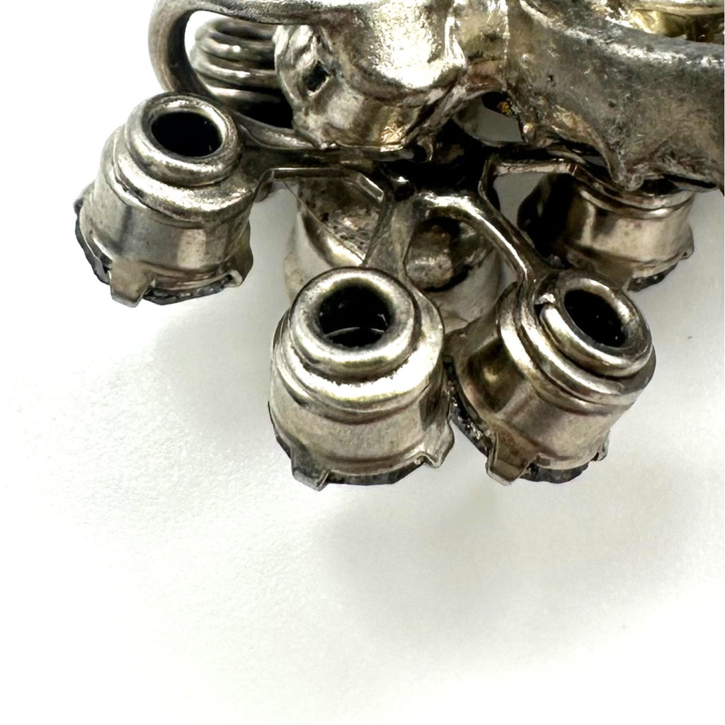 Juliana vintage silver tone clear glass rhinestones crawler clip on earrings