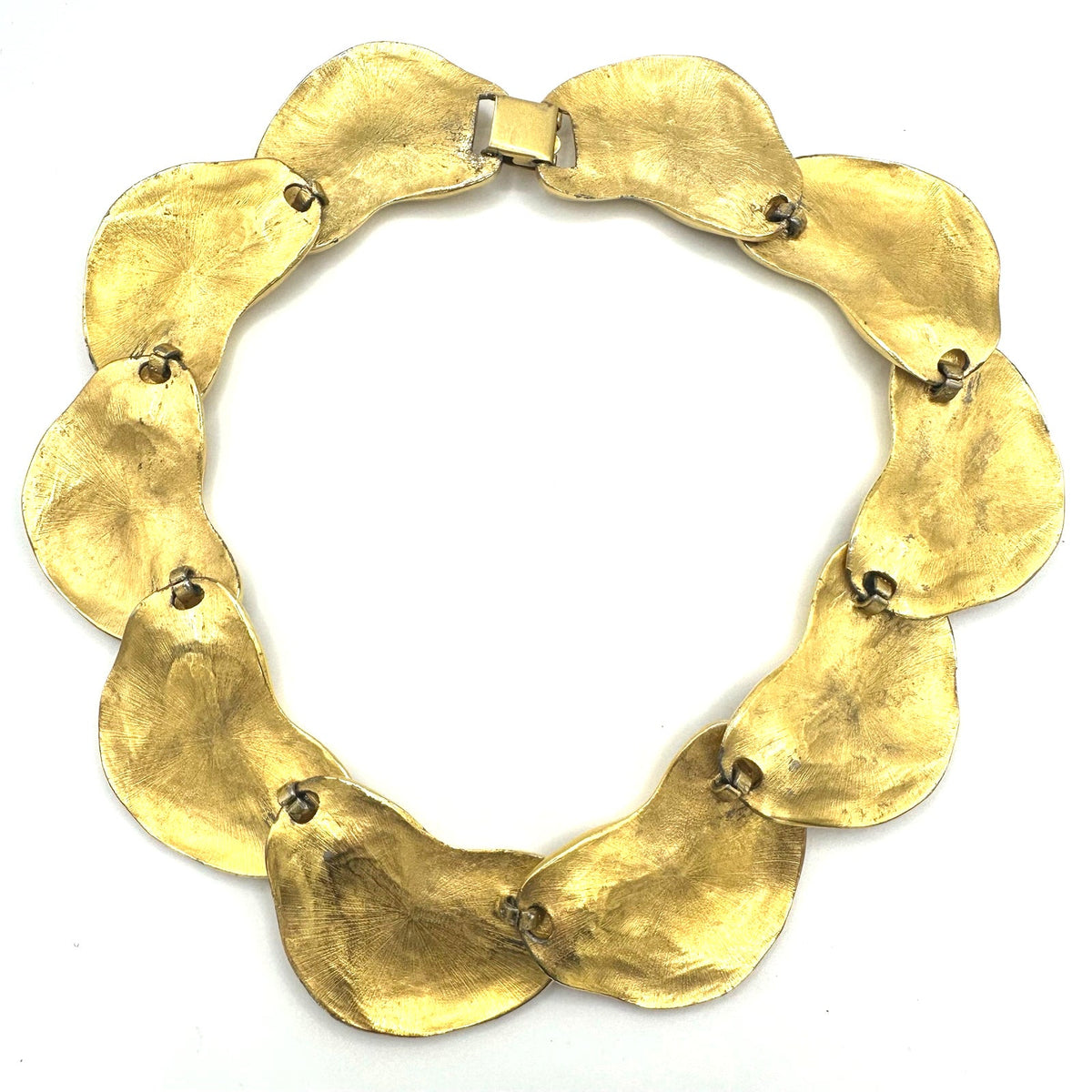 1980s vintage gold tone chunky bean links chain statement runway necklace