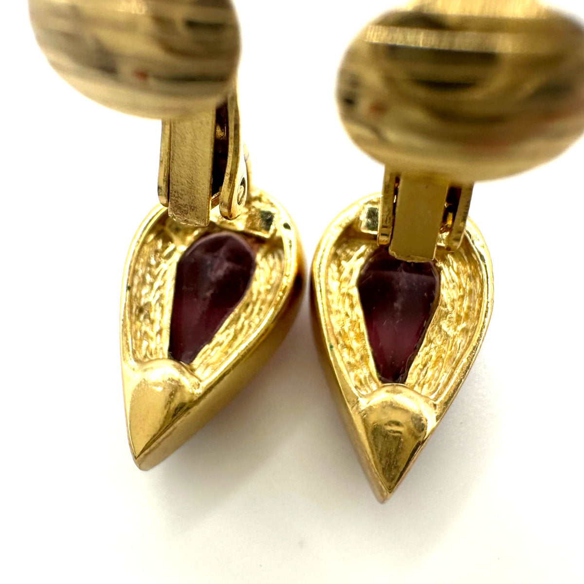Christian Dior vintage gold plated purple glass rhinestones clip on earrings