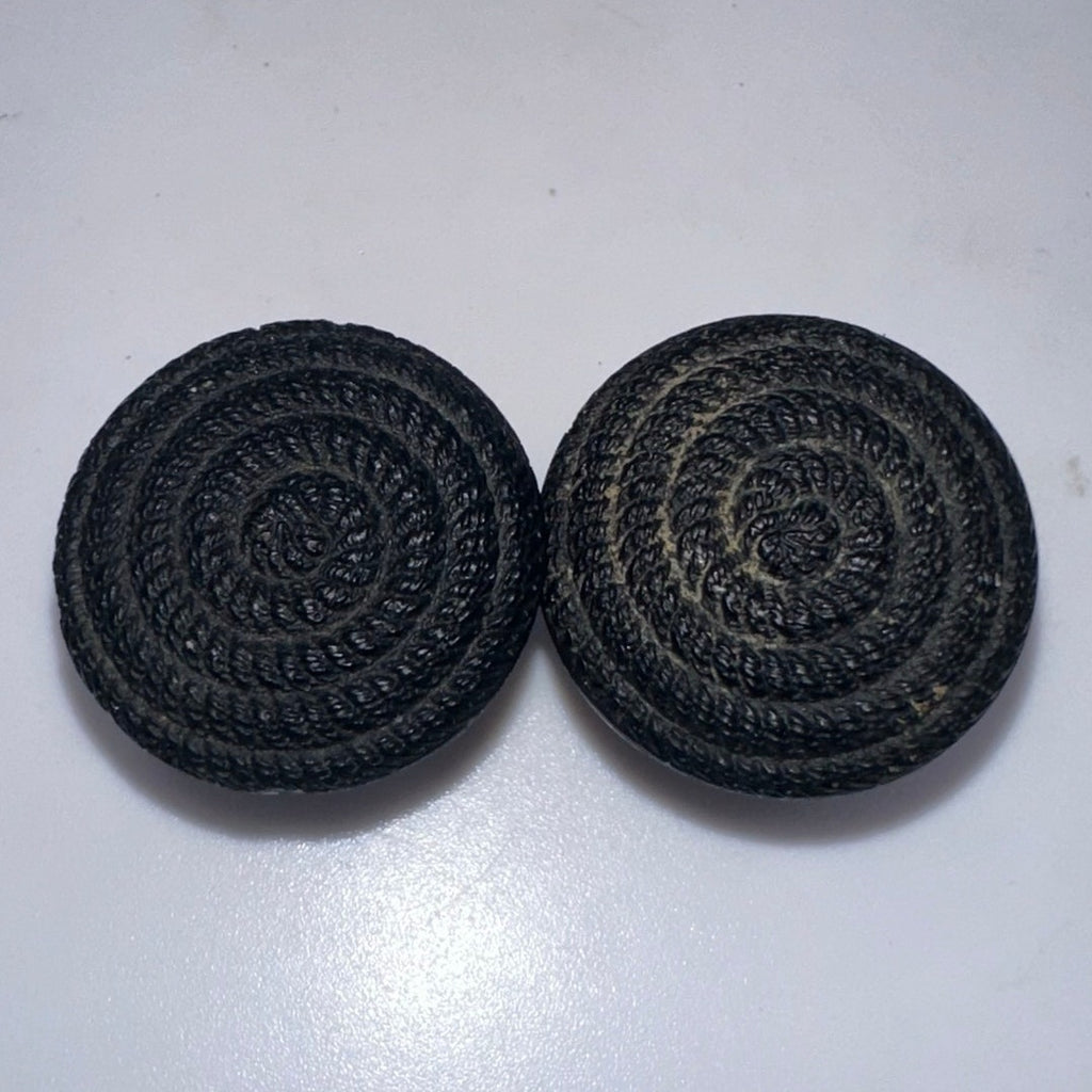 Antique Victorian gold filled black French jet glass mourning cufflinks buttons