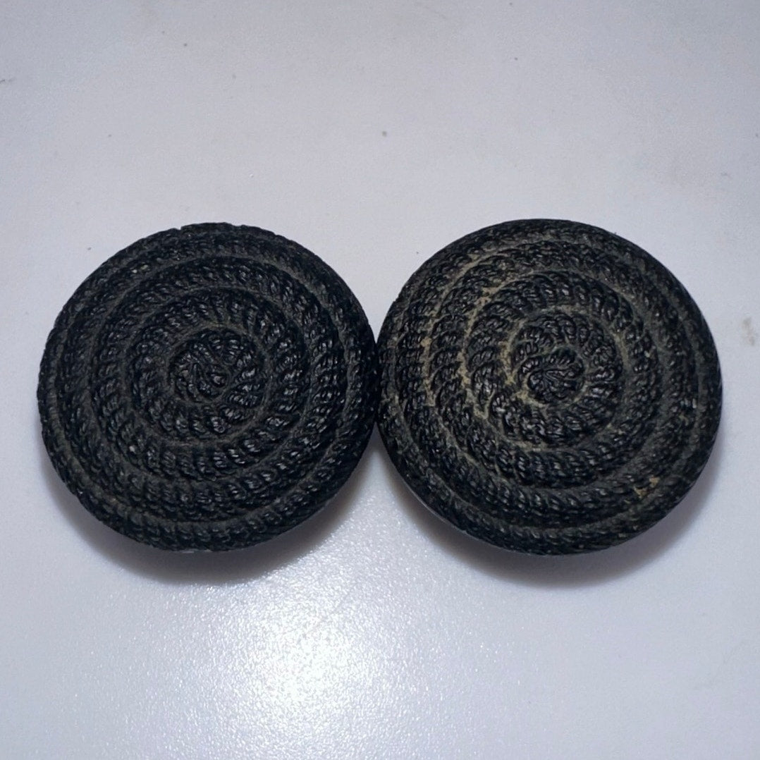 Antique Victorian gold filled black French jet glass mourning cufflinks buttons