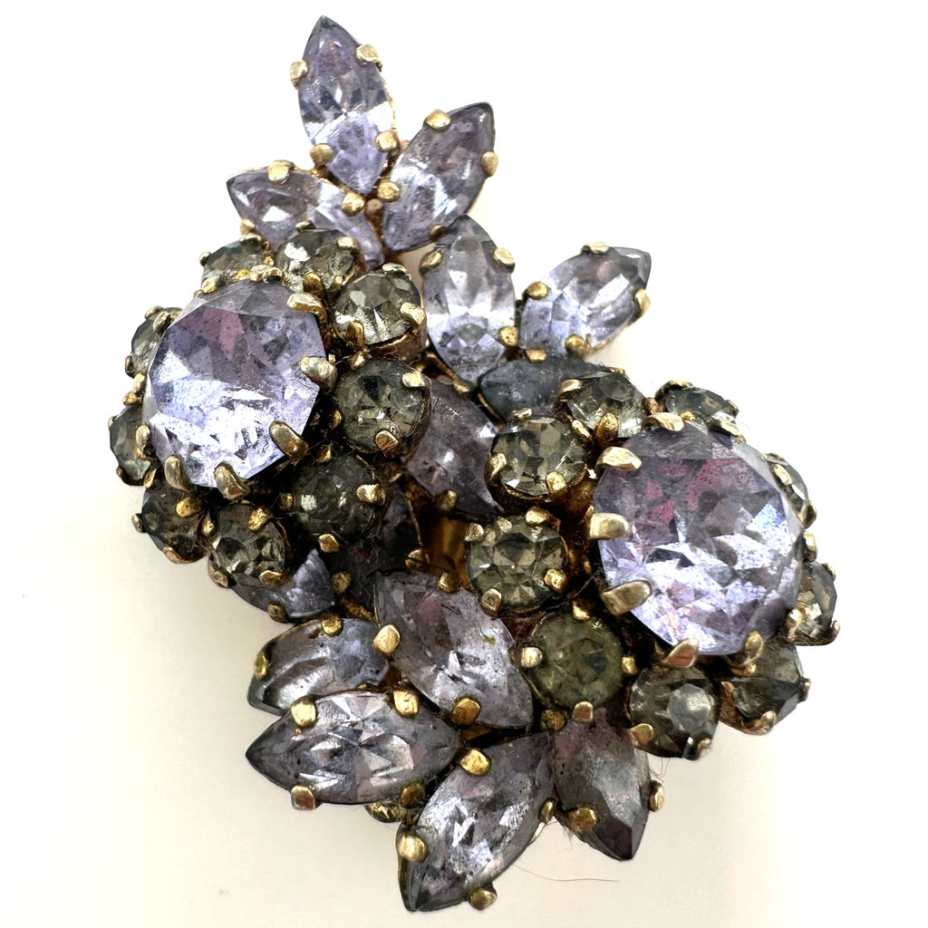 Schoffel Austria SINGLE earring vintage purple blue alexandrite rhinestones