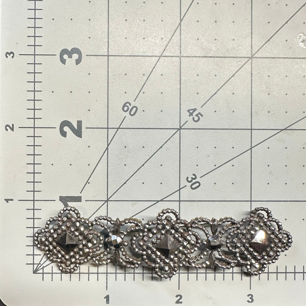 Antique Victorian 1800s large silver tone faceted cut steel brooch bar pin
