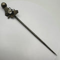 Antique Victorian silver tone textured butterfly clear paste gemstone stick pin
