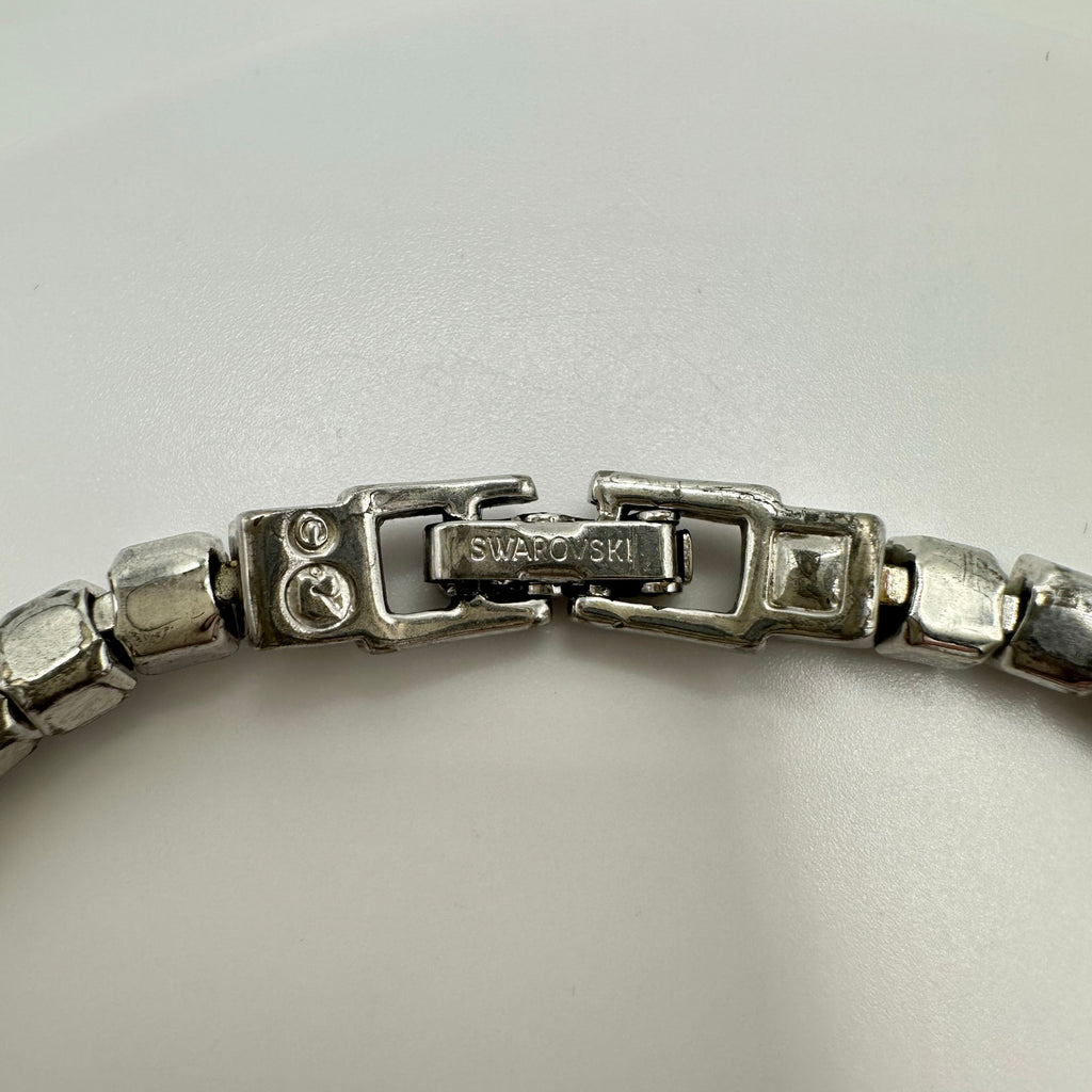 Swarovski clear princess cut Austrian crystals rhodium plated tennis bracelet