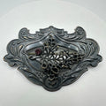 Antique 1900s Art Nouveau gilt silver brass purple rhinestone sash pin brooch