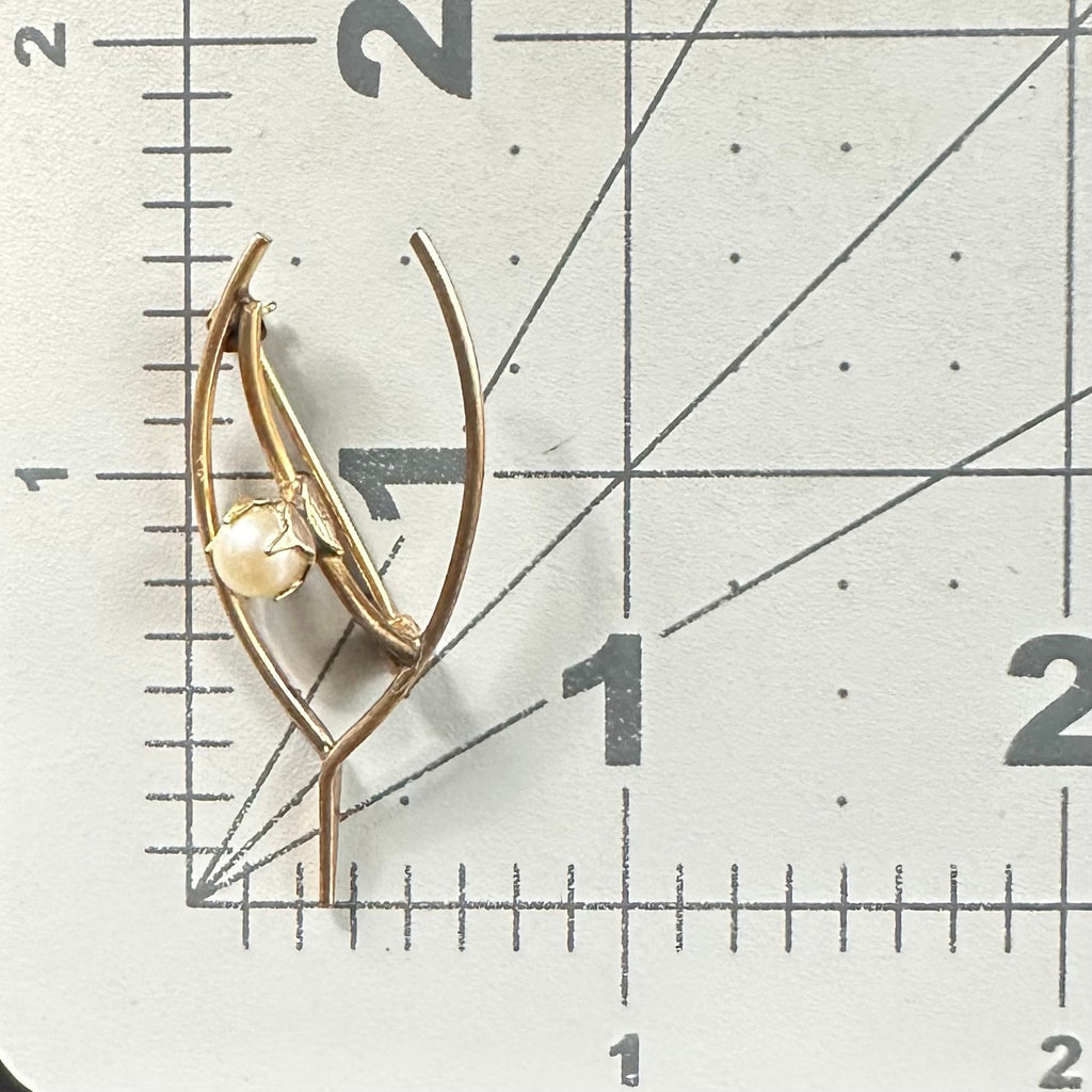 A&Z vintage Victorian Revival 12kt gold filled freshwater pearl wishbone brooch