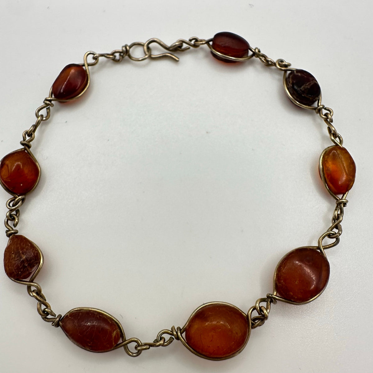 Vintage genuine Baltic amber graduated beads gold plated wire wrapped bracelet