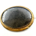 Antique Victorian gold filled woven brown hair mourning sentimental brooch pin