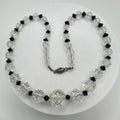 Antique Art Deco 1930s clear black Czech glass beads beaded graduated necklace