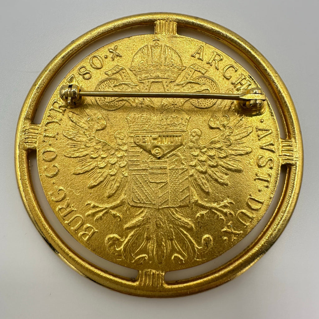 Ben-Amun vintage Maria Theresa Thaler gold plated coin replica statement brooch