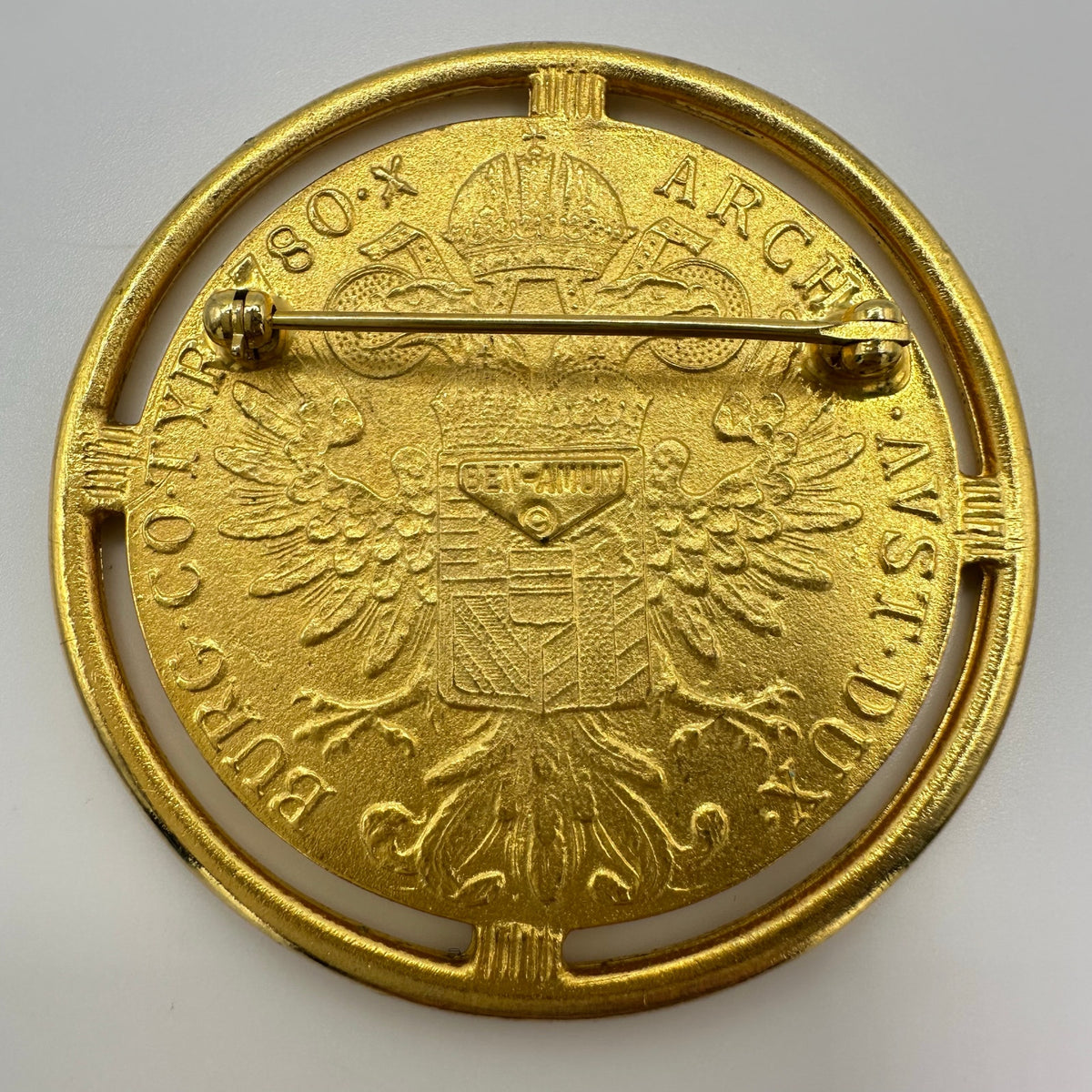 Ben-Amun vintage Maria Theresa Thaler gold plated coin replica statement brooch