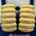 1980s vintage gold tone jumbo massive scalloped high end clip on earrings