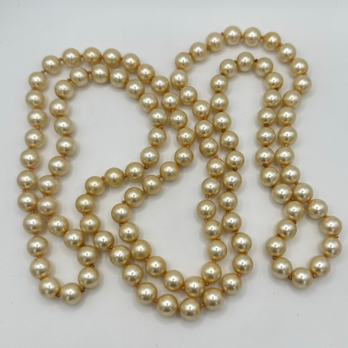 Vintage antique high quality plastic faux pearls extra long 60” beaded necklace
